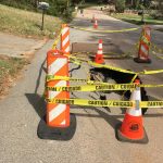 Beech Drive Sinkhole DeKalb County Decatur Cones in Road